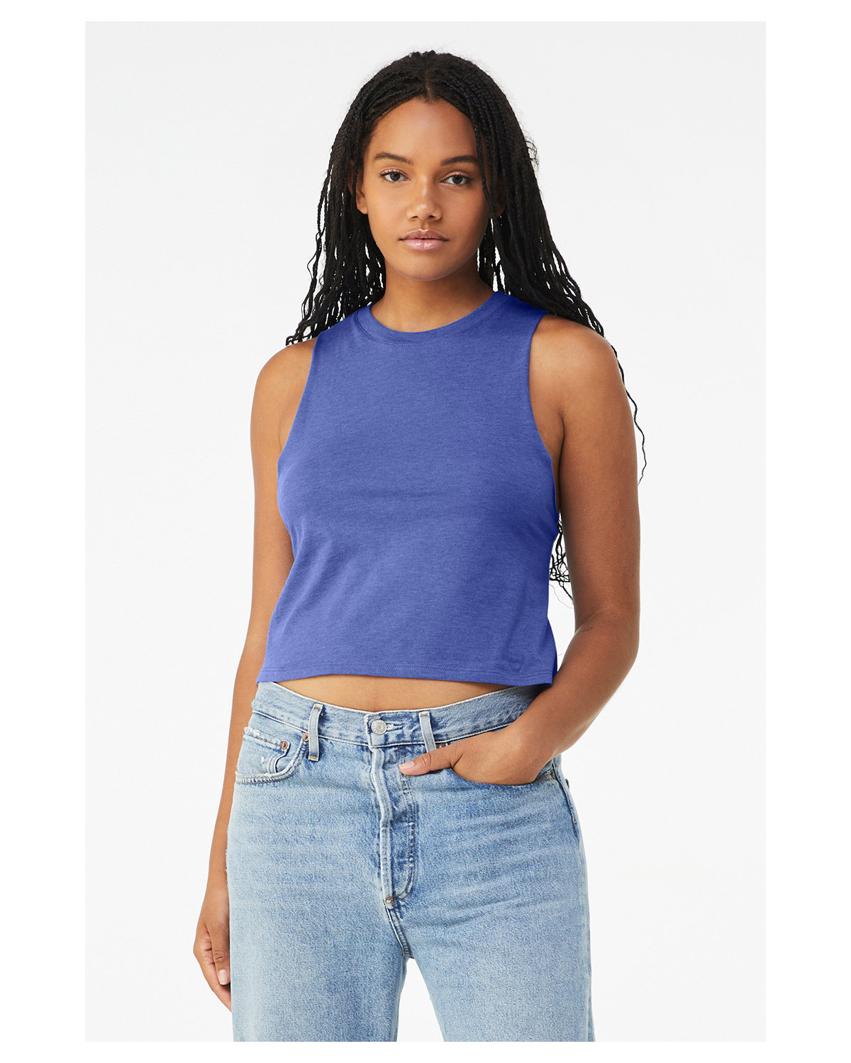Bella + Canvas 6682 Ladies Raw Armholes Racerback Sleeveless Cropped Tank Top - Picture 13 of 18