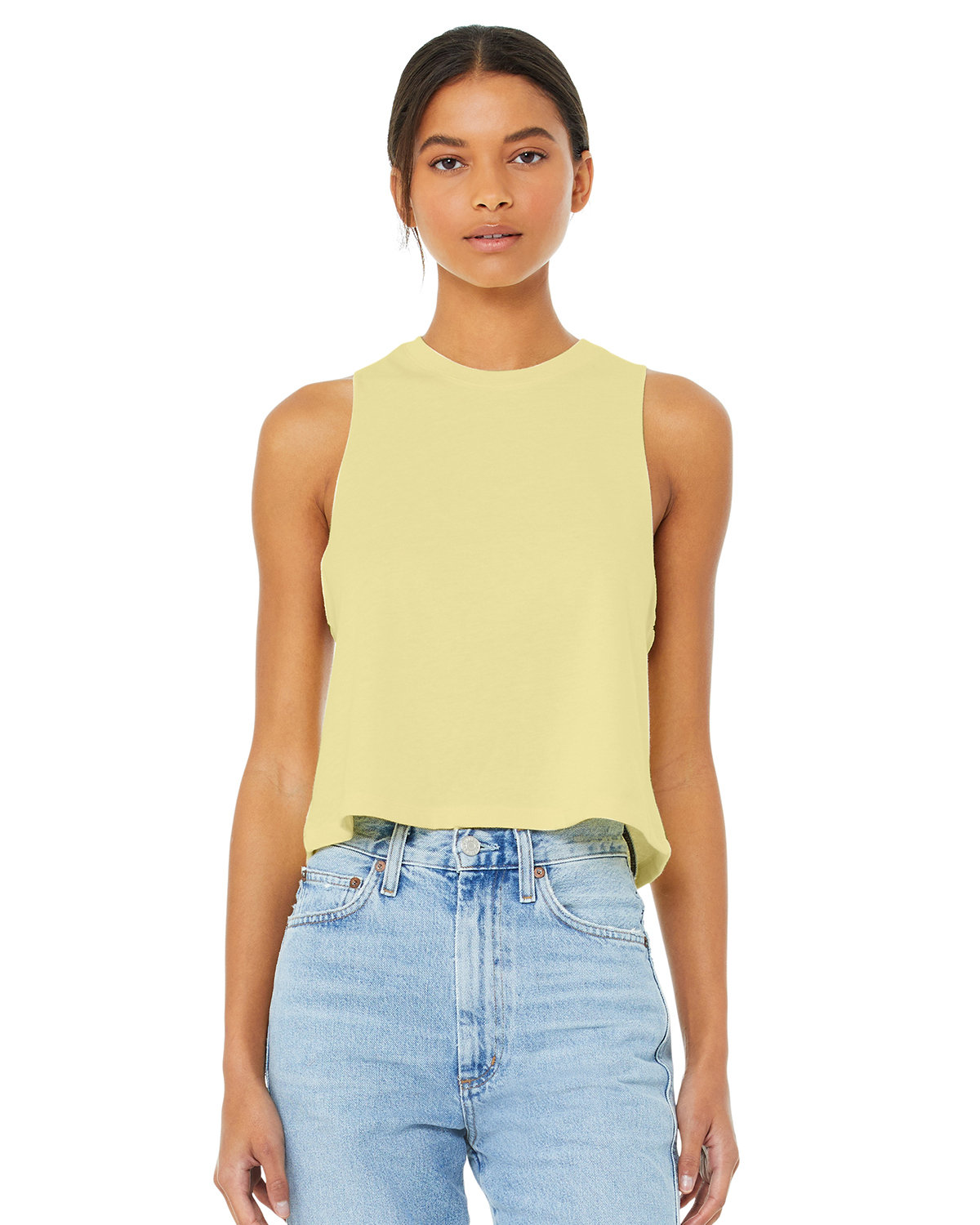 Bella + Canvas 6682 Ladies Raw Armholes Racerback Sleeveless Cropped Tank Top - Picture 14 of 18