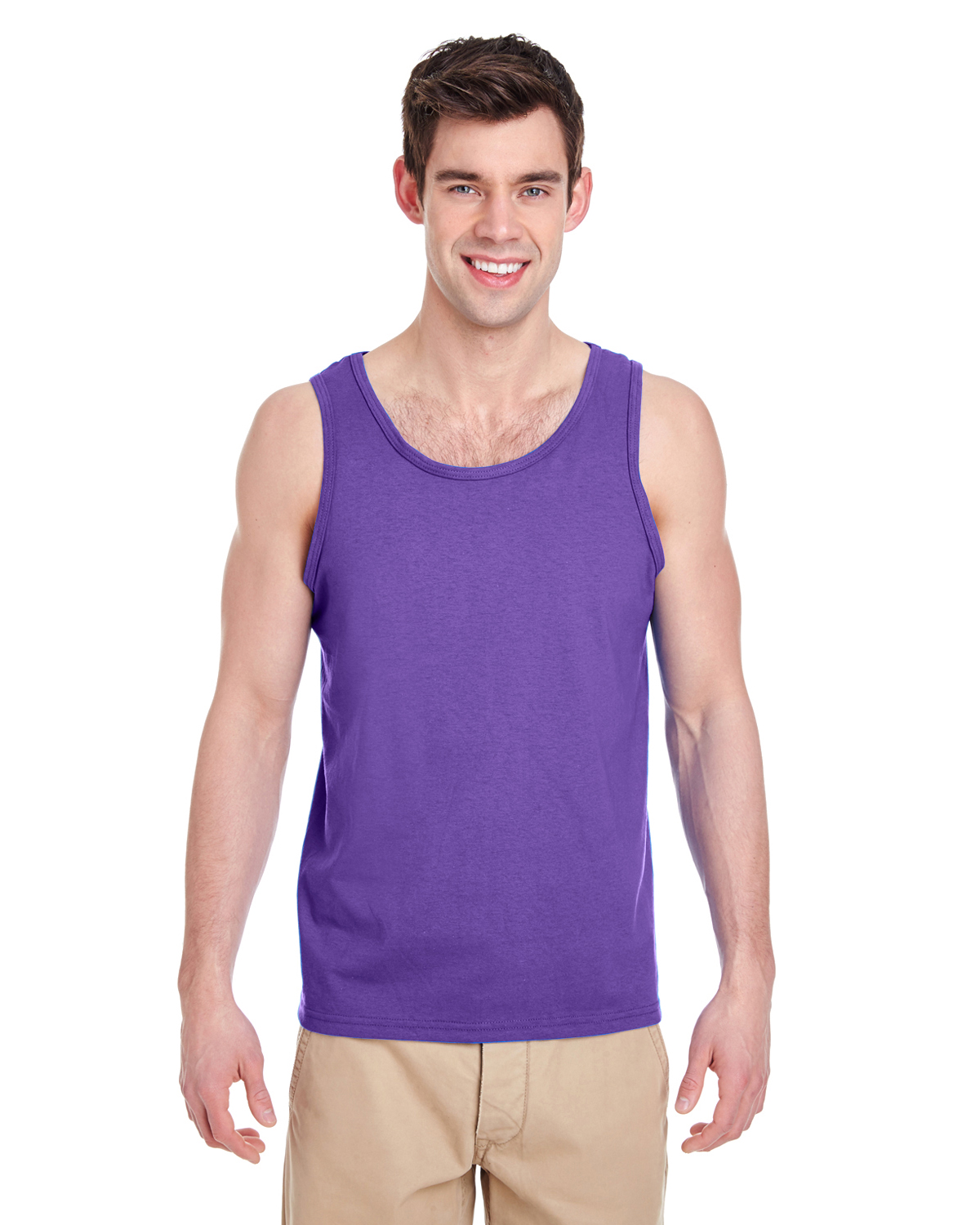 10 Pack Of Gildan G520 Adult USA Heavy Cotton Banded Neck And Armholes Tank Top - Picture 8 of 14
