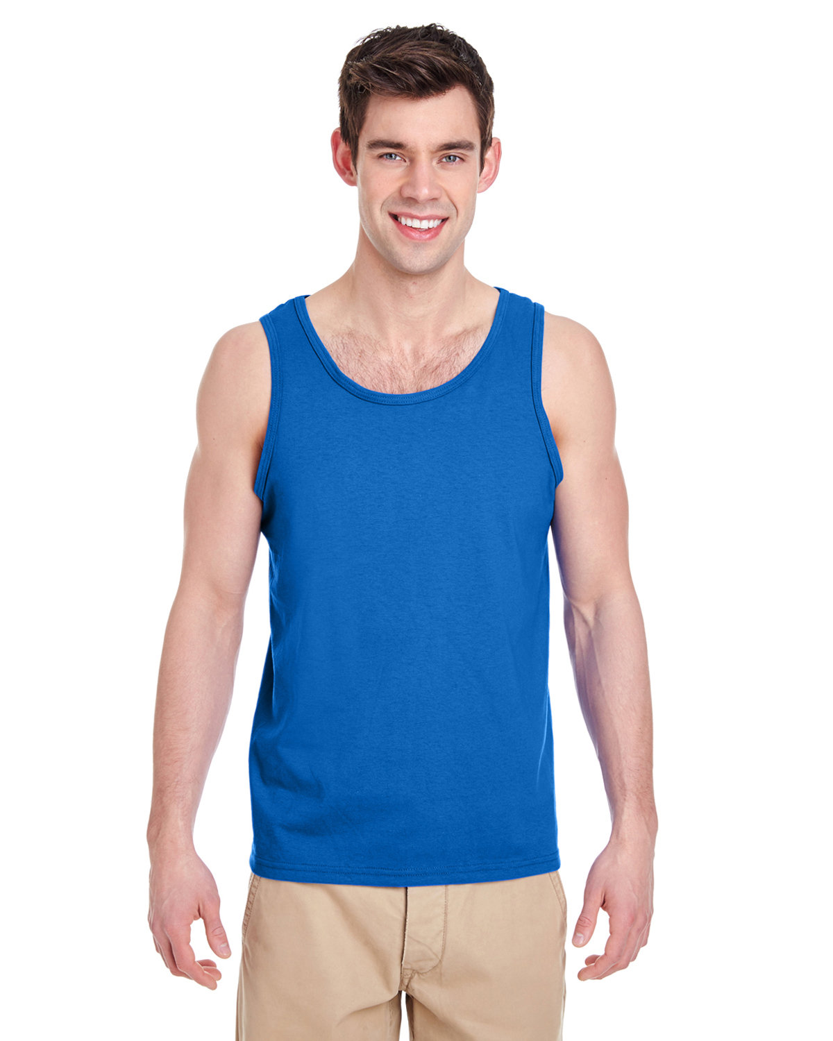 10 Pack Of Gildan G520 Adult USA Heavy Cotton Banded Neck And Armholes Tank Top - Picture 10 of 14