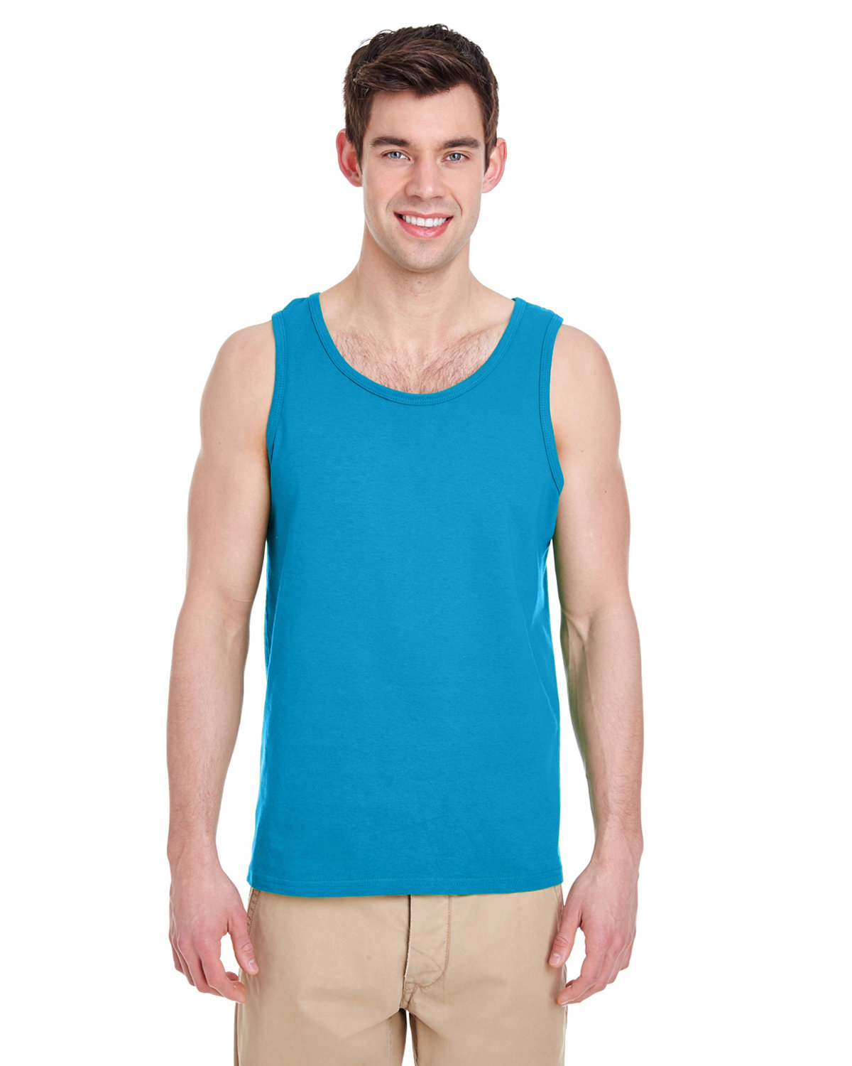 10 Pack Of Gildan G520 Adult USA Heavy Cotton Banded Neck And Armholes Tank Top - Picture 12 of 14