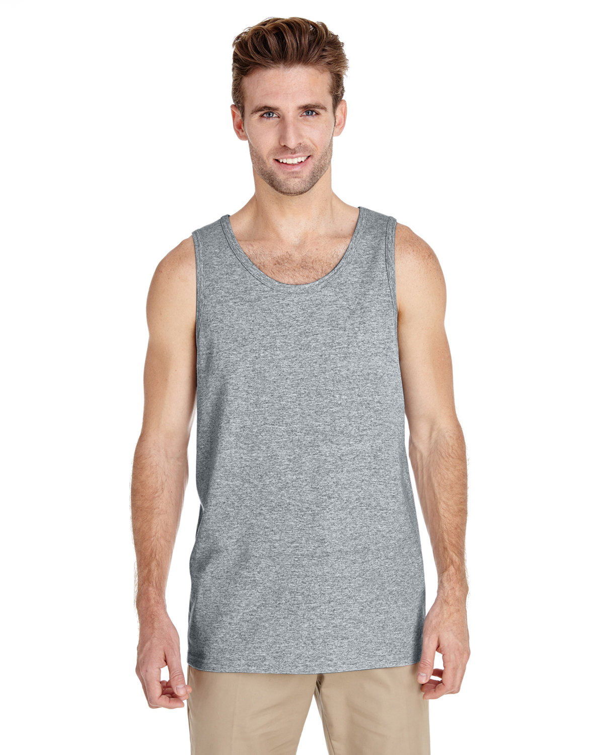 10 Pack Of Gildan G520 Adult USA Heavy Cotton Banded Neck And Armholes Tank Top - Picture 13 of 14