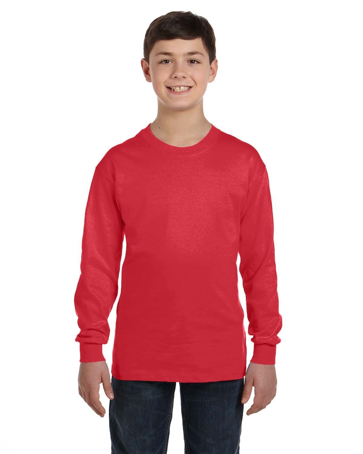 10 Pack Of Gildan G540B Youth Solid Heavy Cotton Long Sleeve Tee Blank T-Shirt - Picture 9 of 12