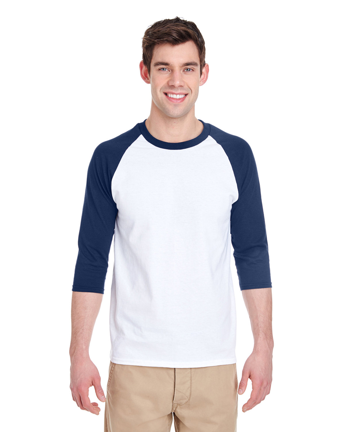 Gildan G570 Adult 100% USA Heavy Cotton Three-Quarter Raglan Sleeve T-Shirt - Picture 8 of 10