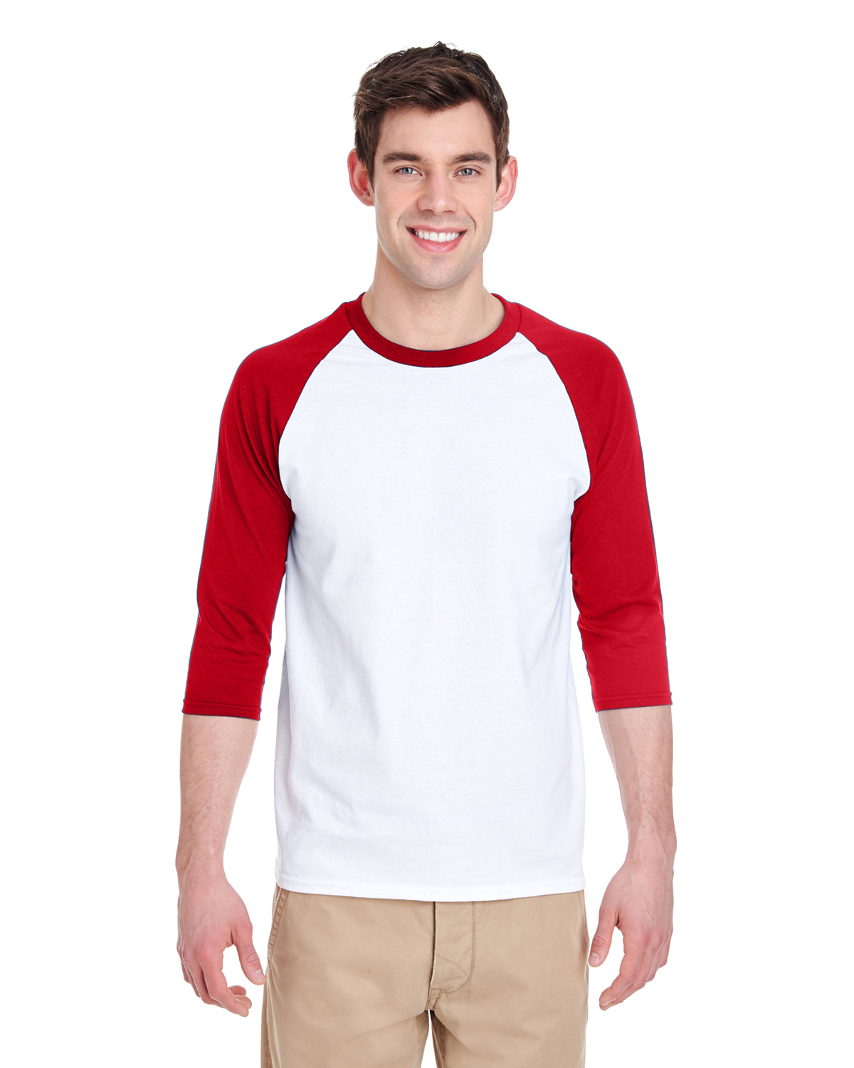 Gildan G570 Adult 100% USA Heavy Cotton Three-Quarter Raglan Sleeve T-Shirt - Picture 9 of 10