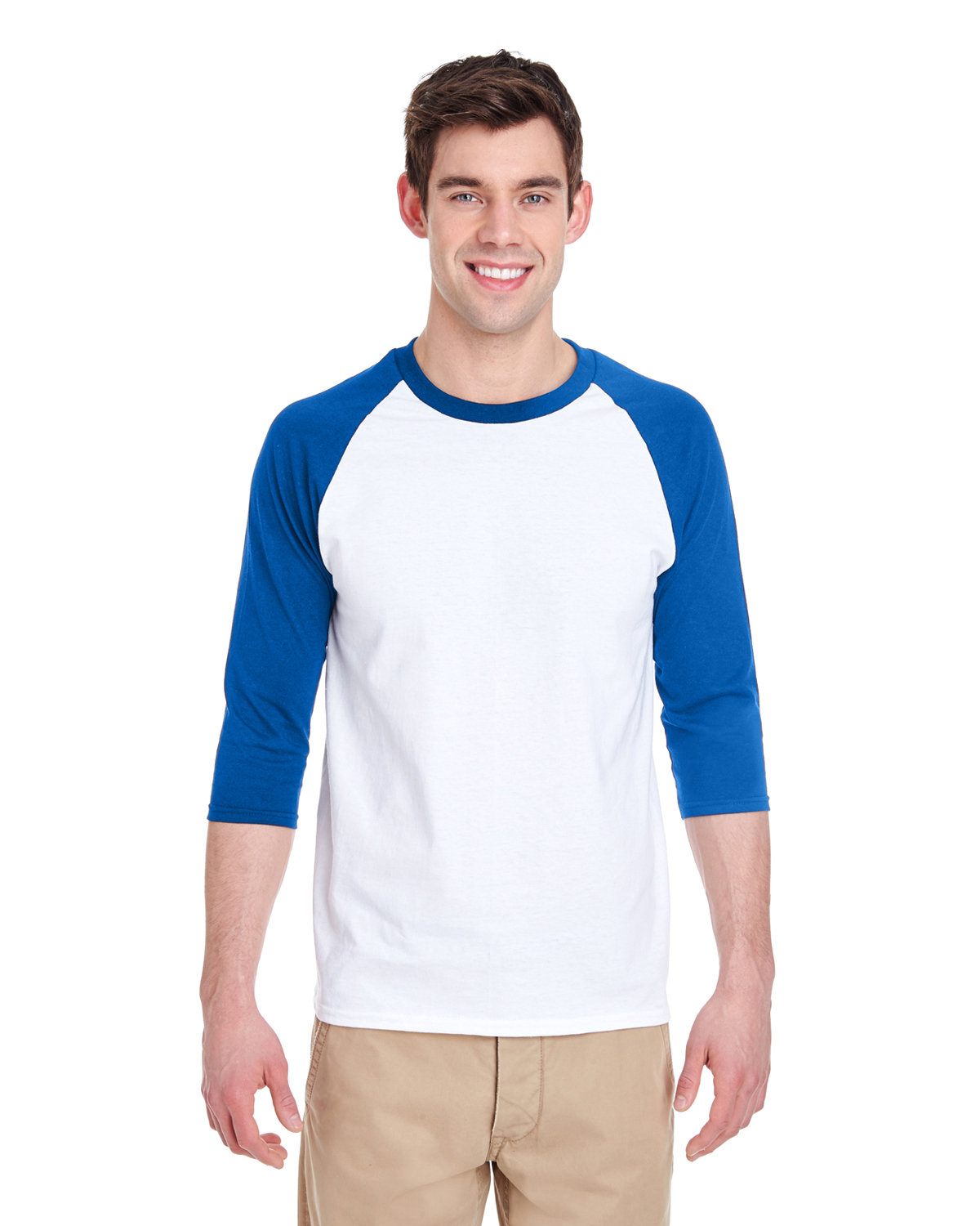 Gildan G570 Adult 100% USA Heavy Cotton Three-Quarter Raglan Sleeve T-Shirt - Picture 10 of 10