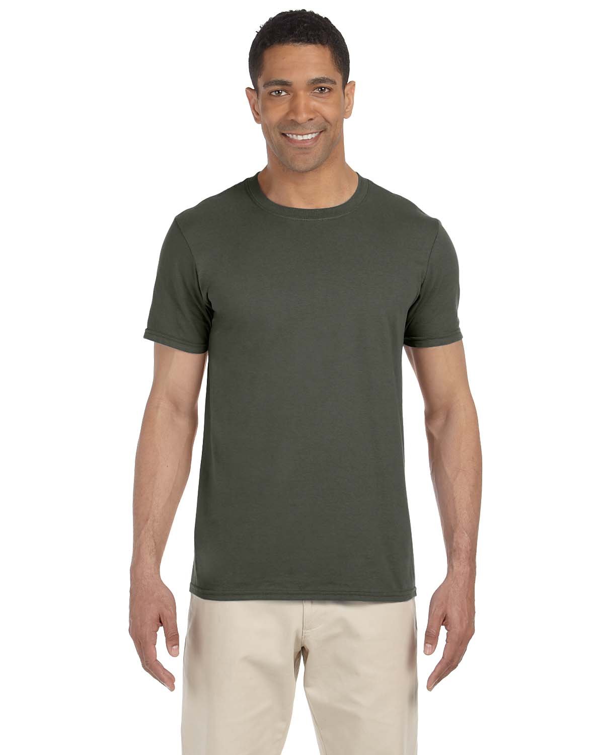 Gildan G640 Adult Preshrunk Ringspun Short Sleeve Plain Softstyle Jersey T-Shirt - Picture 48 of 65