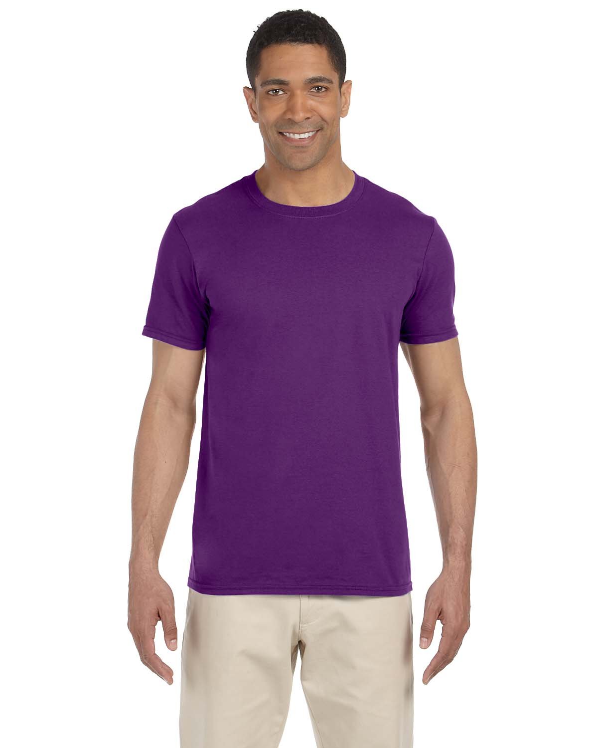 Gildan G640 Adult Preshrunk Ringspun Short Sleeve Plain Softstyle Jersey T-Shirt - Picture 55 of 65