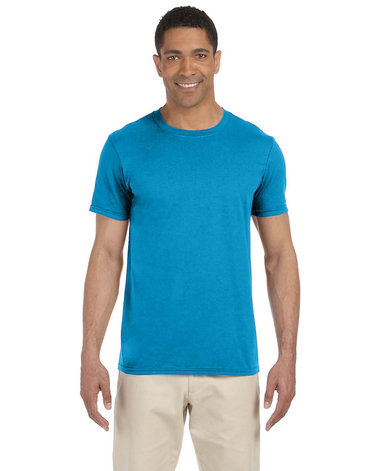 Gildan G640 Adult Preshrunk Ringspun Short Sleeve Plain Softstyle Jersey T-Shirt - Picture 61 of 65