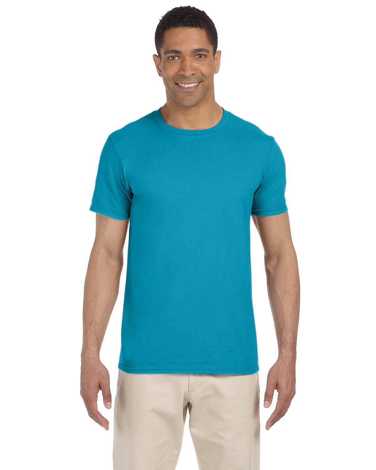 Gildan G640 Adult Preshrunk Ringspun Short Sleeve Plain Softstyle Jersey T-Shirt - Picture 64 of 65