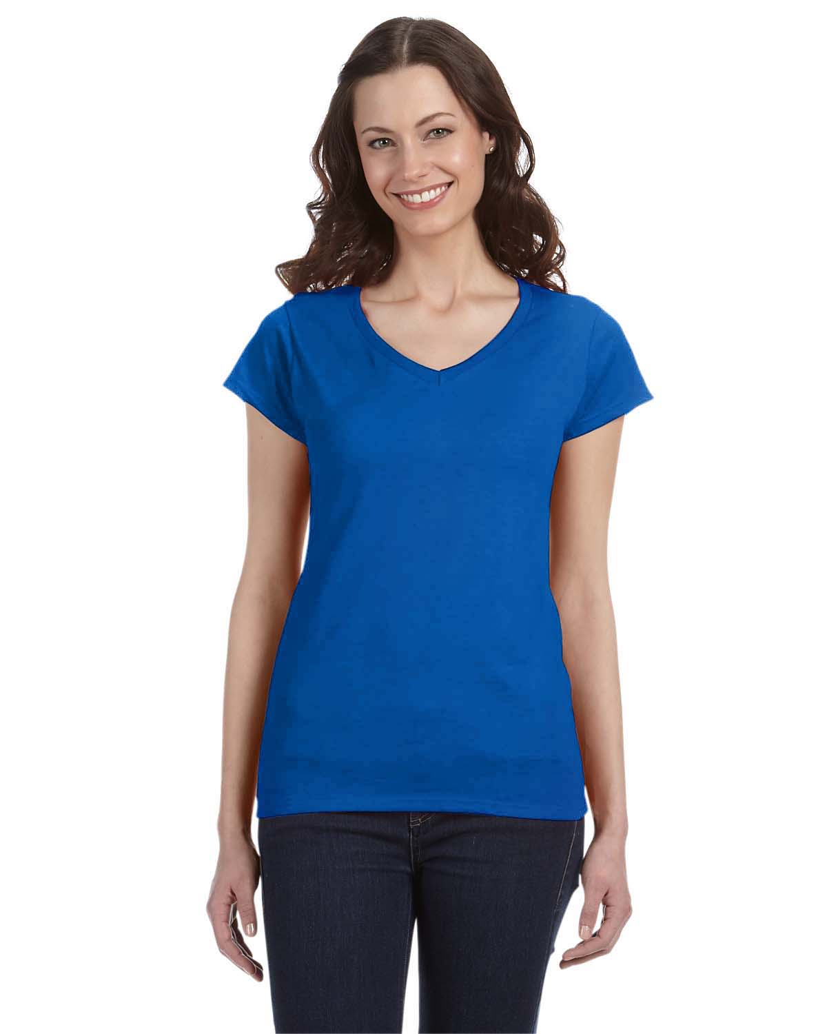 Gildan G64VL Ladies SoftStyle Preshrunk Tee Short Sleeve Fitted V-Neck T-Shirt - Picture 7 of 9