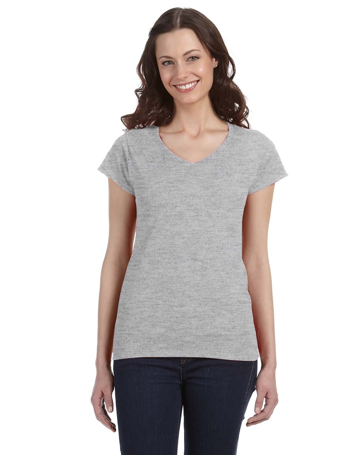 Gildan G64VL Ladies SoftStyle Preshrunk Tee Short Sleeve Fitted V-Neck T-Shirt - Picture 8 of 9