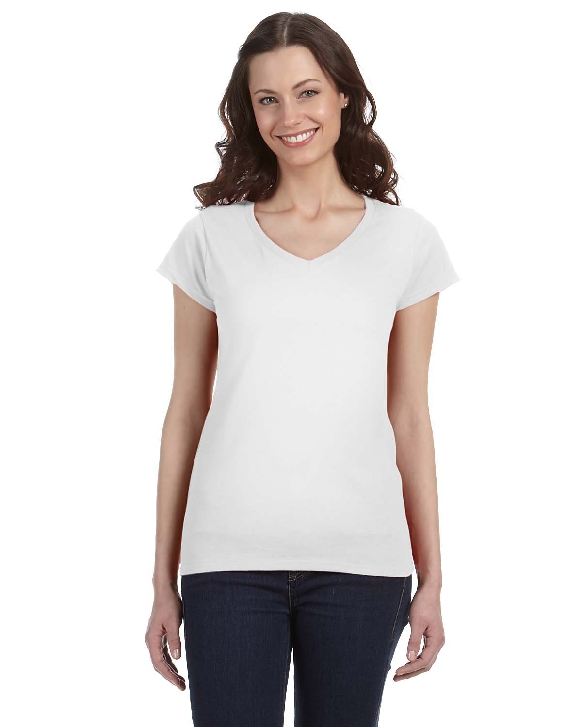 Gildan G64VL Ladies SoftStyle Preshrunk Tee Short Sleeve Fitted V-Neck T-Shirt - Picture 9 of 9