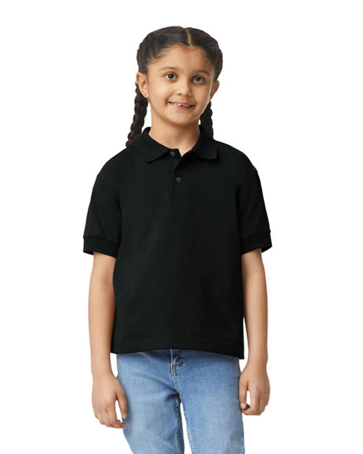 Gildan G880B Youth Short Sleeve T Shirt 3 Button Placket Jersey Polo T-Shirt - Picture 2 of 11