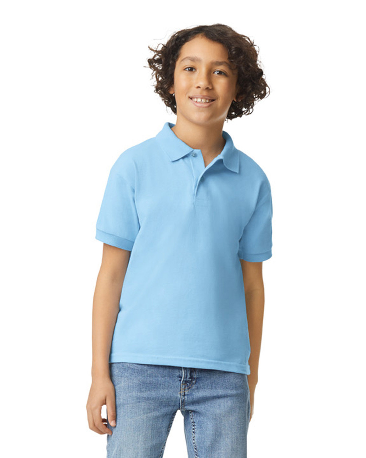 Gildan G880B Youth Short Sleeve T Shirt 3 Button Placket Jersey Polo T-Shirt - Picture 5 of 11
