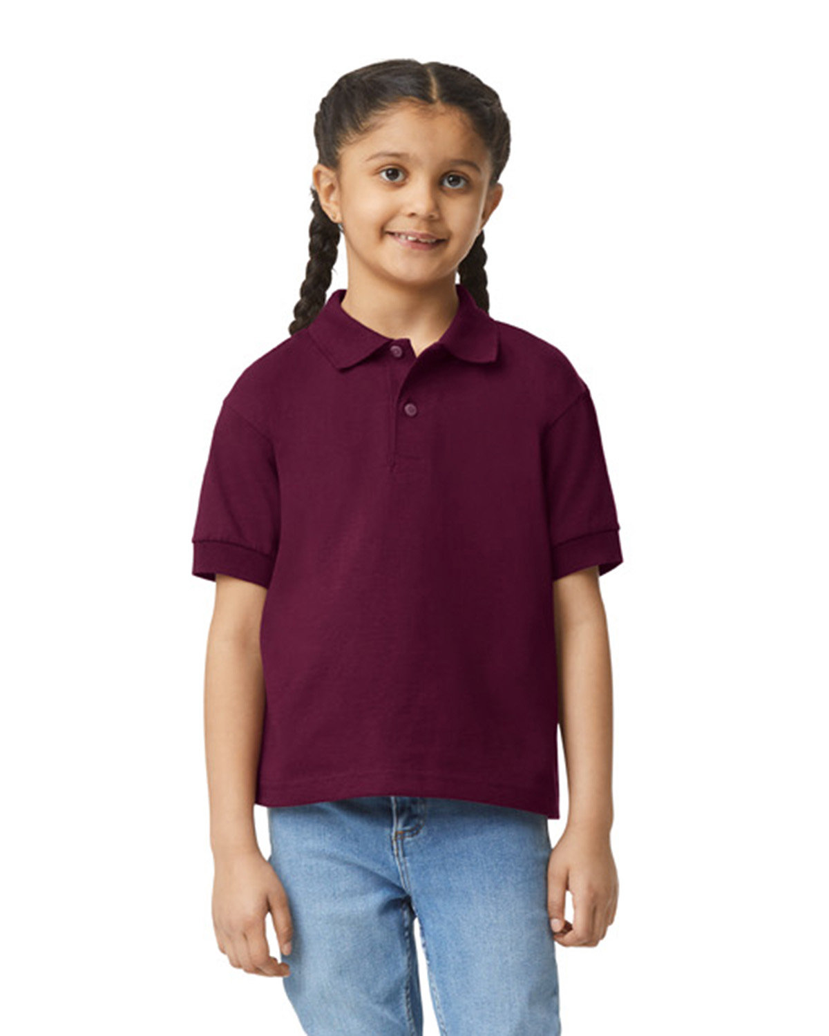 Gildan G880B Youth Short Sleeve T Shirt 3 Button Placket Jersey Polo T-Shirt - Picture 6 of 11