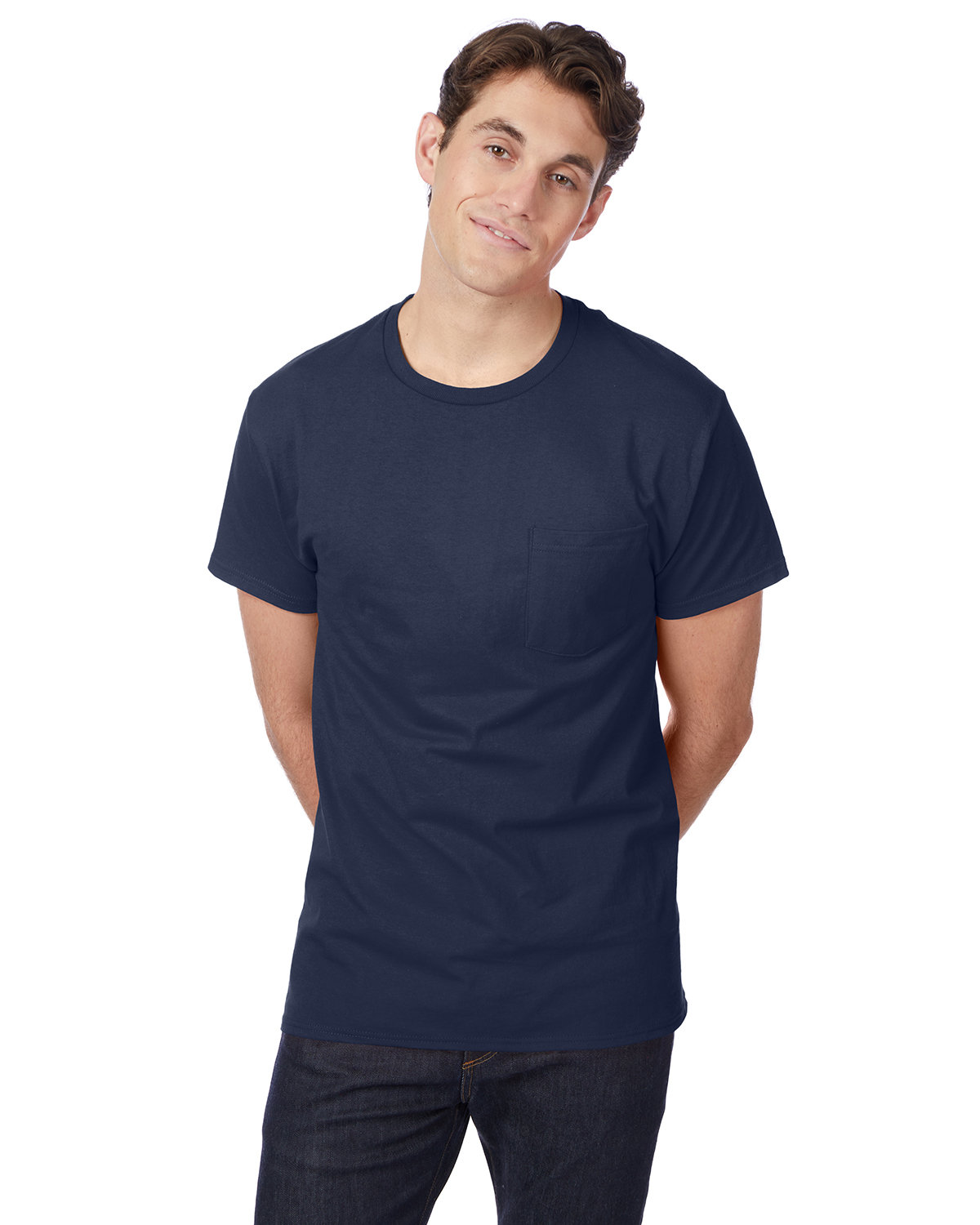 3 Pack Of Hanes H5590 Men's T Shirt Crew Neck Authentic-T Pocket Stylish T-Shirt - Picture 12 of 16