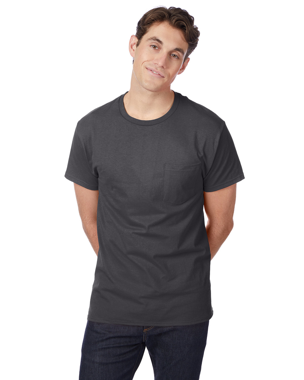 3 Pack Of Hanes H5590 Men's T Shirt Crew Neck Authentic-T Pocket Stylish T-Shirt - Picture 15 of 16