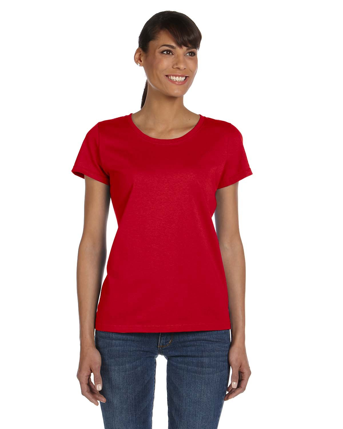 Fruit of the Loom L3930R Ladies HD Cotton T Shirt Short Sleeves Top T-Shirt - Picture 18 of 19