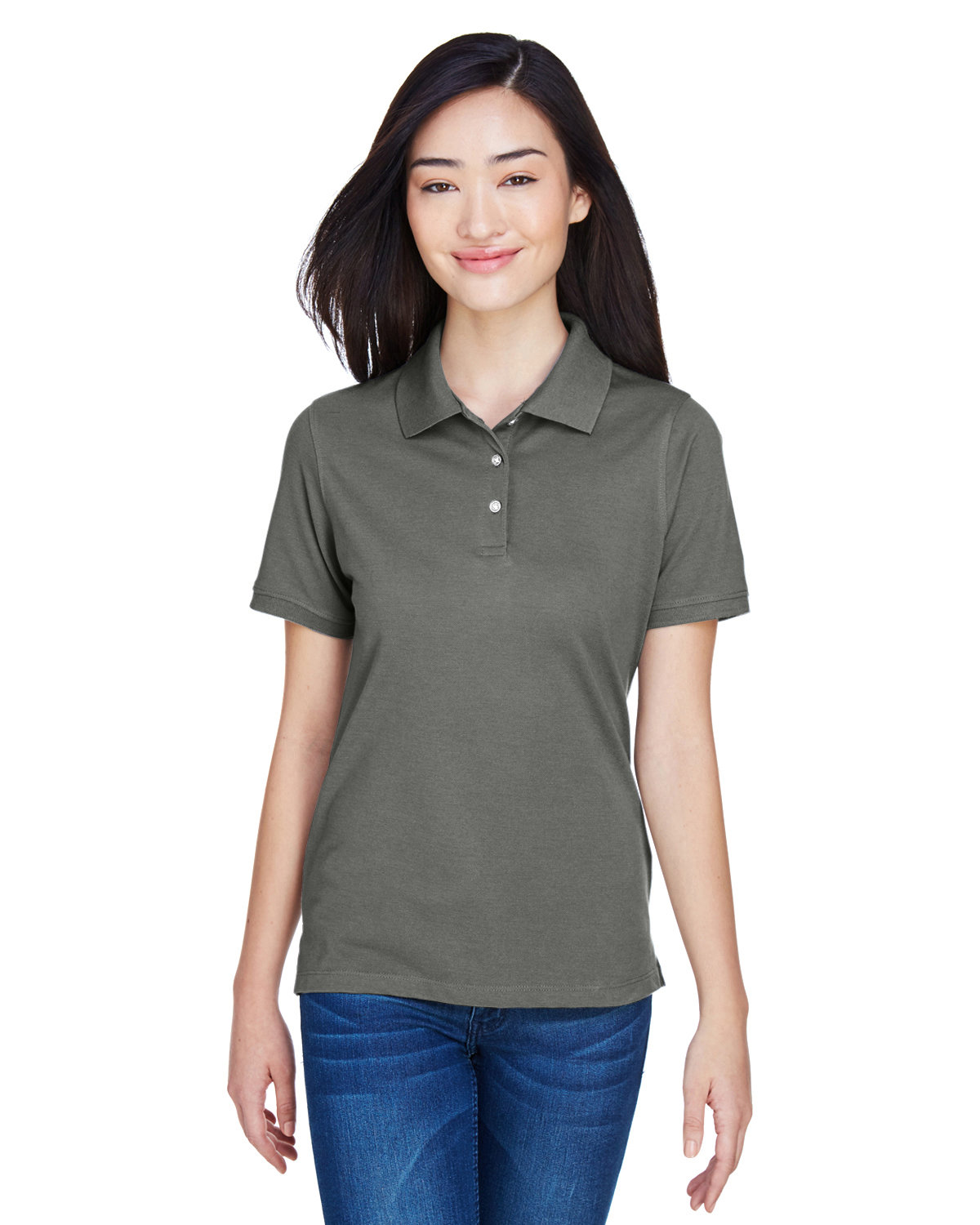 Harriton M265W Ladies Cotton Pique Sideseamed Wrinkle Resistant Easy Blend Polo - Picture 4 of 20