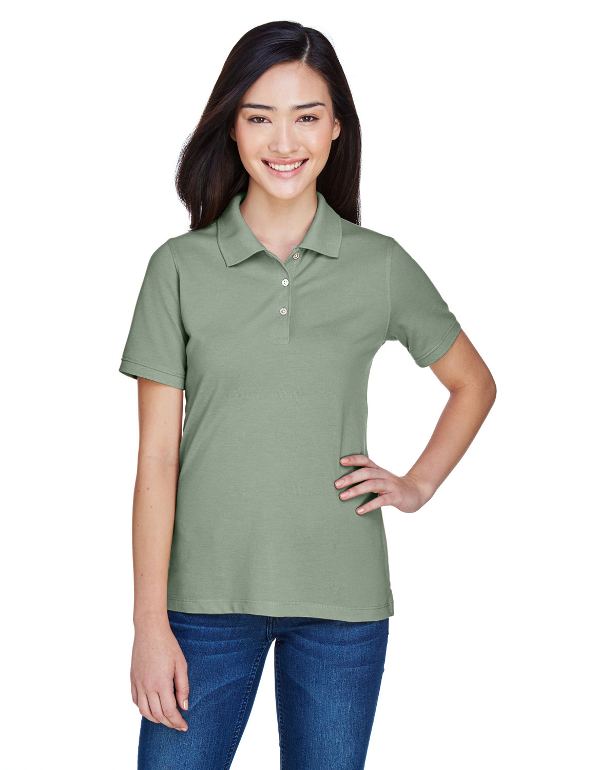 Harriton M265W Ladies Cotton Pique Sideseamed Wrinkle Resistant Easy Blend Polo - Picture 5 of 20