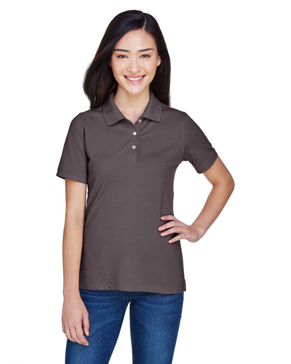 Harriton M265W Ladies Cotton Pique Sideseamed Wrinkle Resistant Easy Blend Polo - Picture 6 of 20