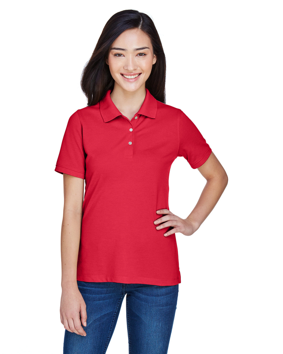 Harriton M265W Ladies Cotton Pique Sideseamed Wrinkle Resistant Easy Blend Polo - Picture 13 of 20