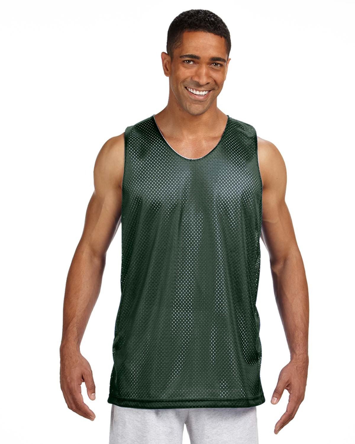 A4 NF1270 Mens 100% Polyester Tricot Sleeveless Reversible Mesh Tank Top