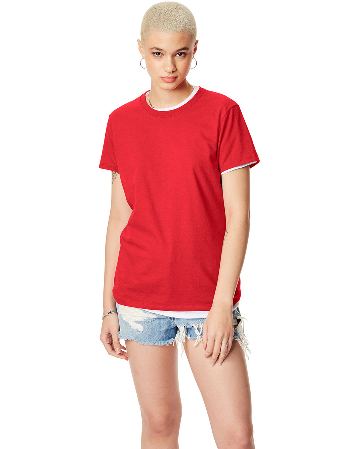 Hanes SL04 Ladies Short Sleeve Sideseamed T Shirt Perfect-T Stylish Top T-Shirt - Picture 2 of 12
