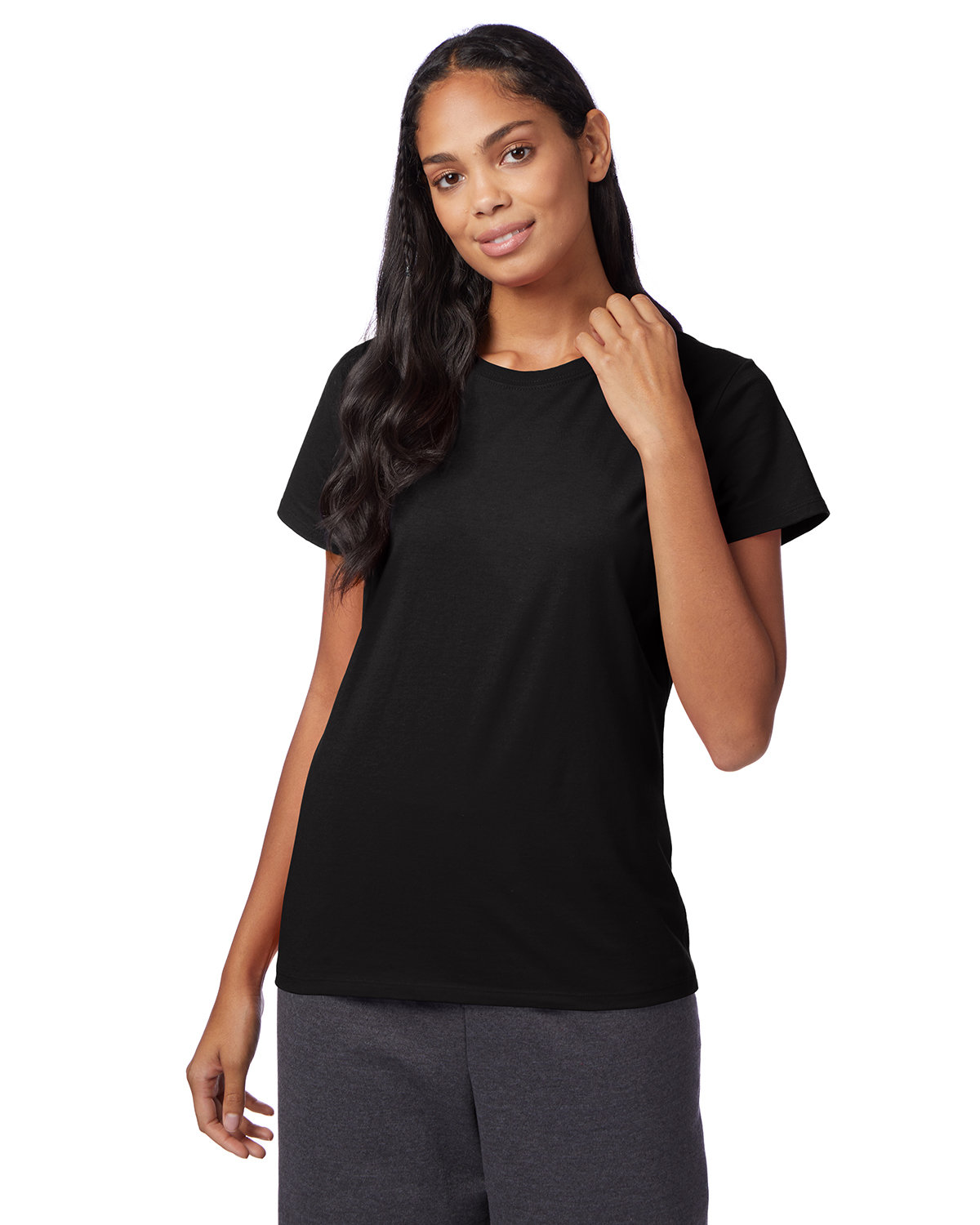 Hanes SL04 Ladies Short Sleeve Sideseamed T Shirt Perfect-T Stylish Top T-Shirt - Picture 3 of 12