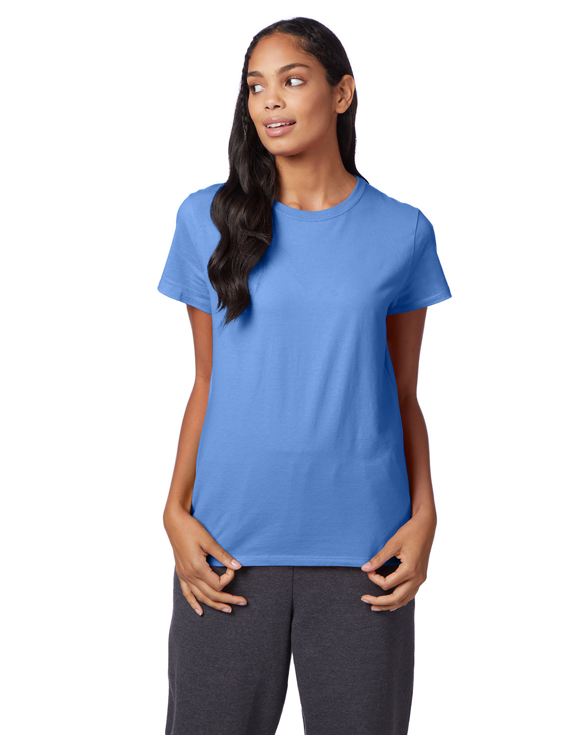 Hanes SL04 Ladies Short Sleeve Sideseamed T Shirt Perfect-T Stylish Top T-Shirt - Picture 4 of 12