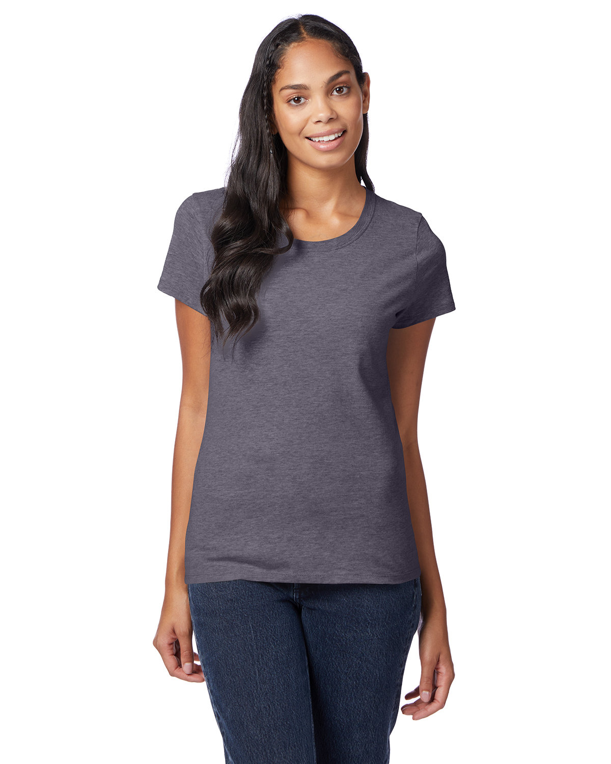 Hanes SL04 Ladies Short Sleeve Sideseamed T Shirt Perfect-T Stylish Top T-Shirt - Picture 5 of 12
