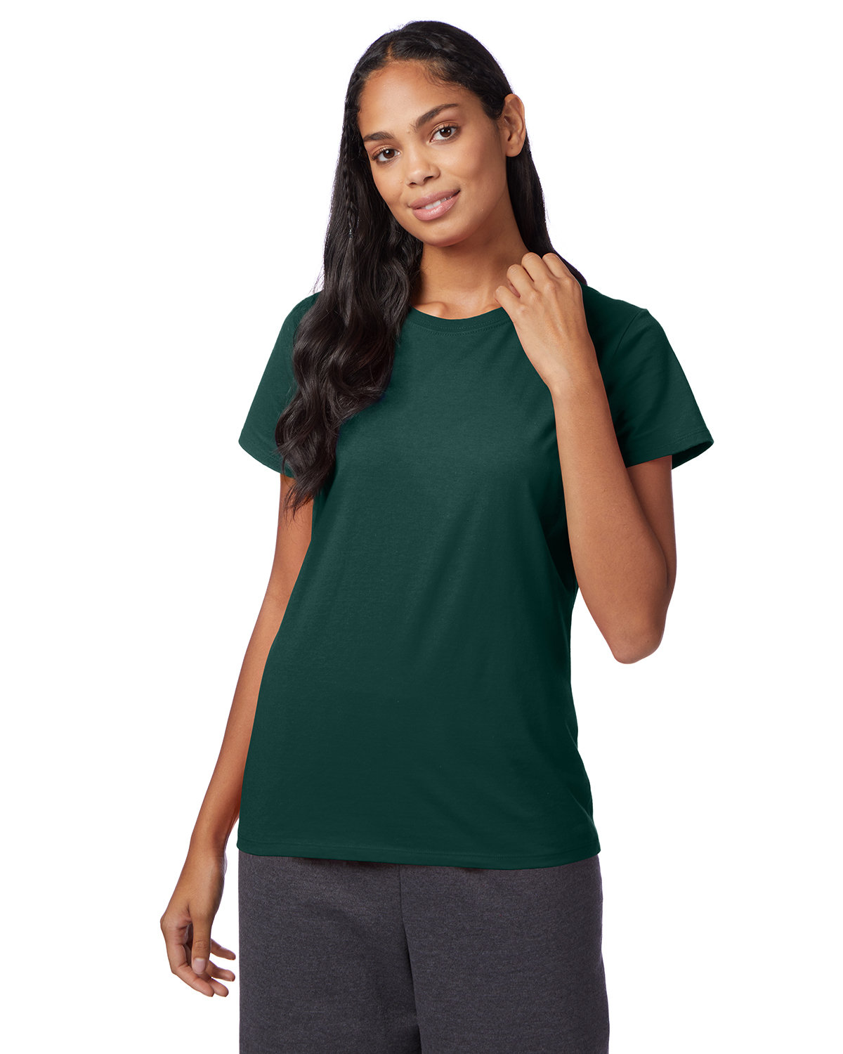 Hanes SL04 Ladies Short Sleeve Sideseamed T Shirt Perfect-T Stylish Top T-Shirt - Picture 6 of 12