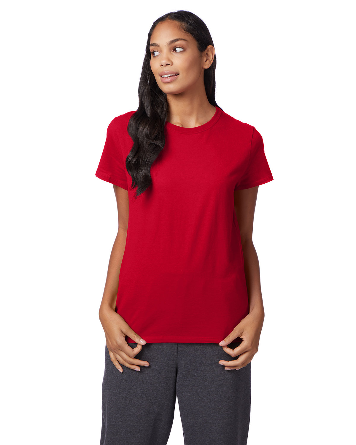 Hanes SL04 Ladies Short Sleeve Sideseamed T Shirt Perfect-T Stylish Top T-Shirt - Picture 7 of 12