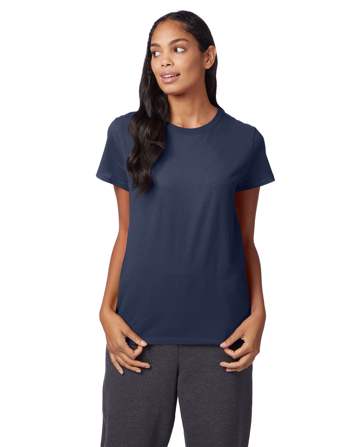 Hanes SL04 Ladies Short Sleeve Sideseamed T Shirt Perfect-T Stylish Top T-Shirt - Picture 10 of 12