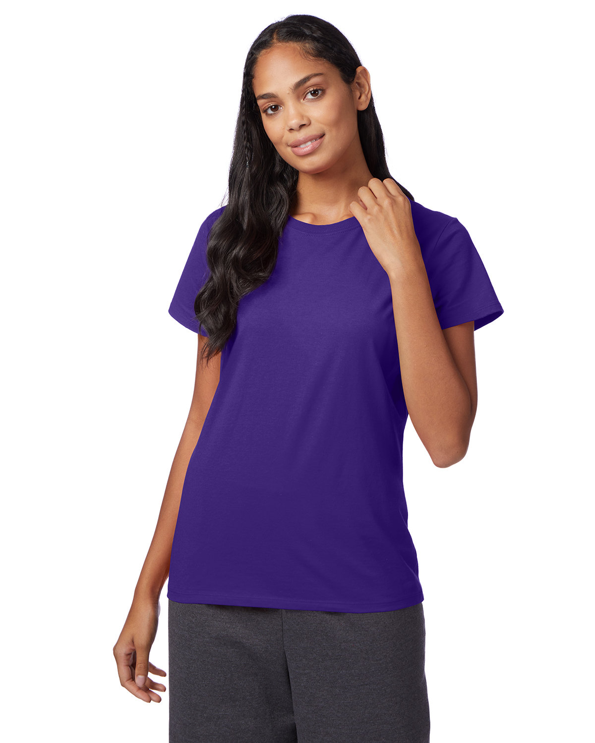 Hanes SL04 Ladies Short Sleeve Sideseamed T Shirt Perfect-T Stylish Top T-Shirt - Picture 11 of 12