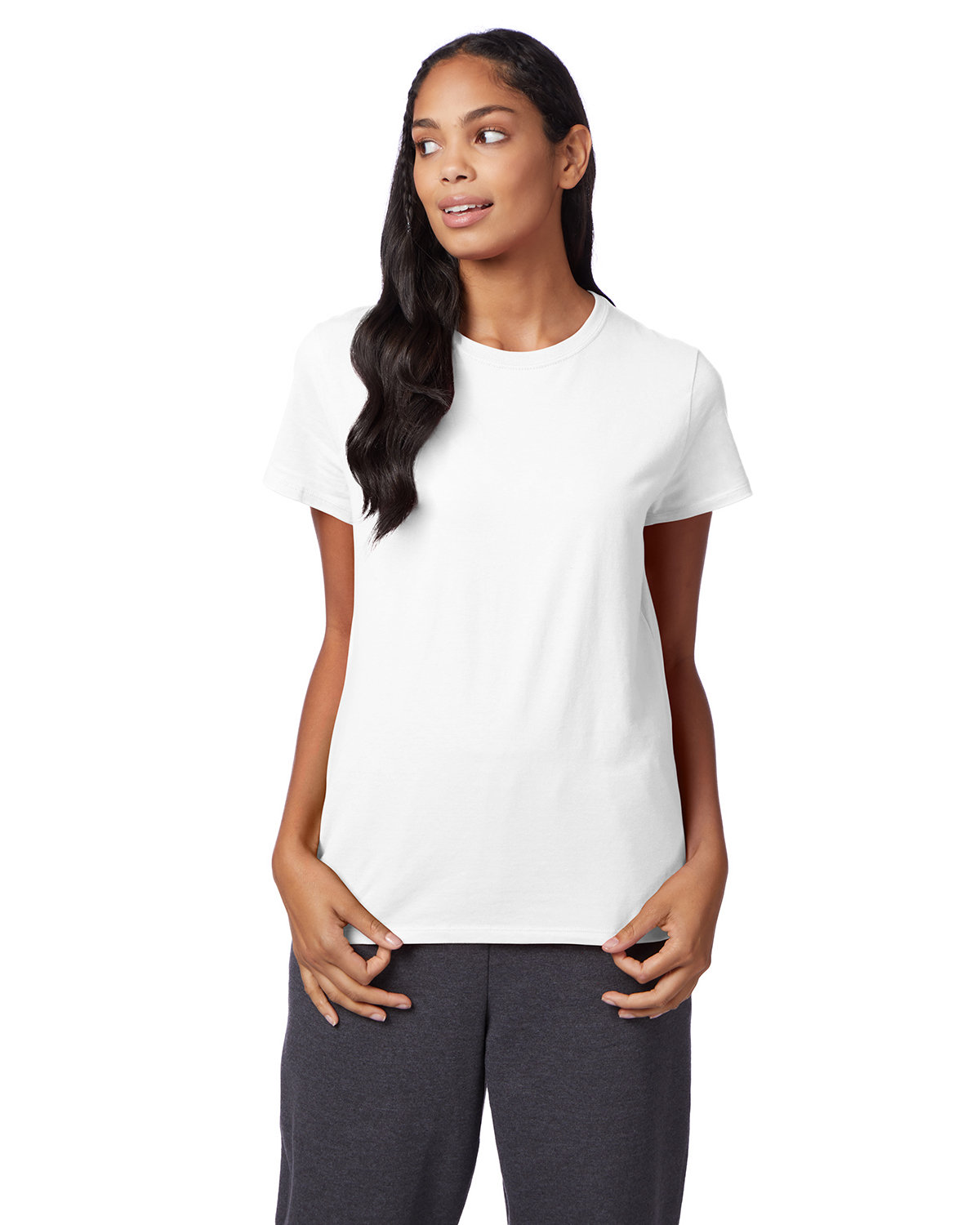 Hanes SL04 Ladies Short Sleeve Sideseamed T Shirt Perfect-T Stylish Top T-Shirt - Picture 12 of 12