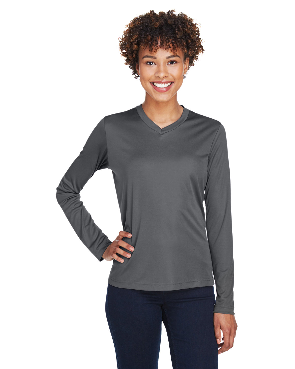 Team 365 TT11WL Ladies 100% Polyester Zone Performance Long Sleeve T-Shirt - Picture 7 of 14