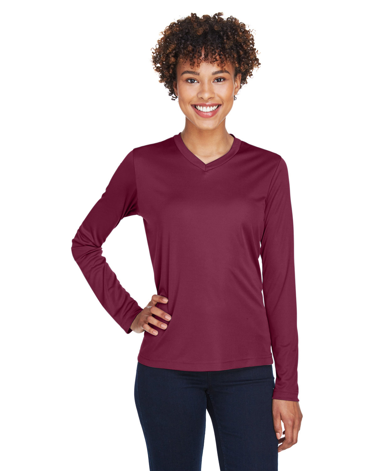 Team 365 TT11WL Ladies 100% Polyester Zone Performance Long Sleeve T-Shirt - Picture 9 of 14